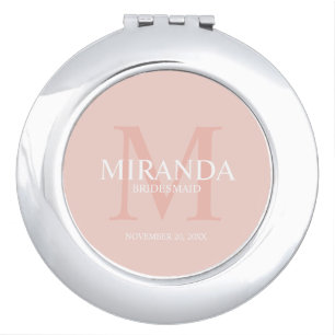 Personalized Bridesmaid's Monogram and Name Compact Mirror