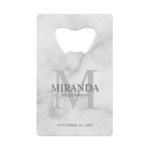 Personalized Bridesmaid's Monogram and Name Credit Card Bottle Opener