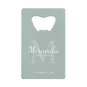 Personalized Bridesmaid's Monogram and Name Credit Card Bottle Opener
