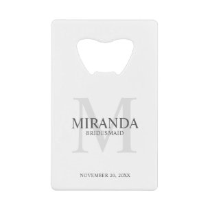 Personalized Bridesmaid's Monogram and Name Credit Card Bottle Opener
