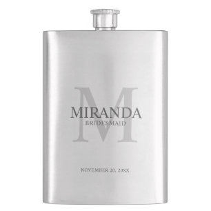 Personalized Bridesmaid's Monogram and Name Flask