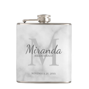 Personalized Bridesmaid's Monogram and Name Flask