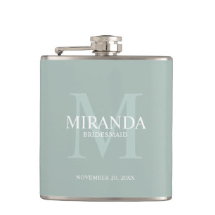 Personalized Bridesmaid's Monogram and Name Flask
