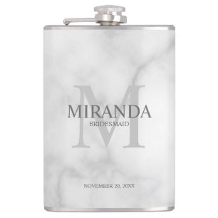 Personalized Bridesmaid's Monogram and Name Flask