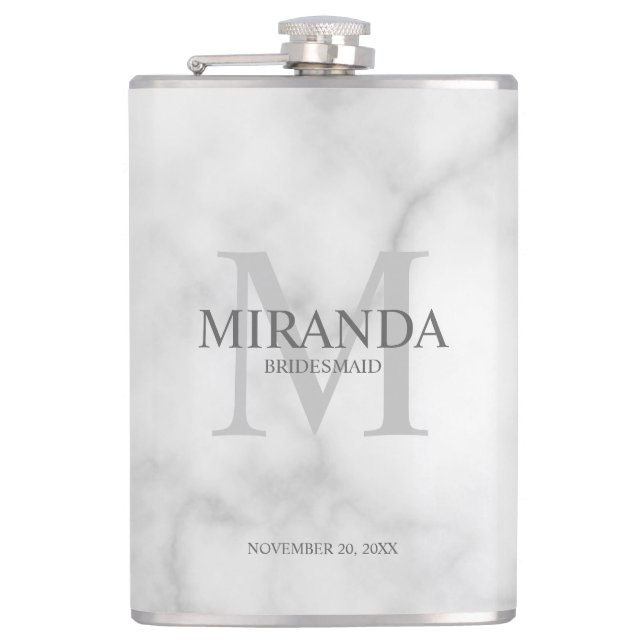 Personalized Bridesmaid's Monogram and Name Flask (Front)