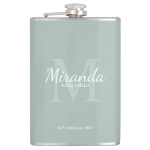 Personalized Bridesmaid's Monogram and Name Flask