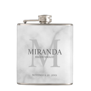 Personalized Bridesmaid's Monogram and Name Flask