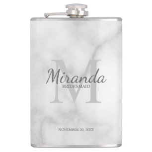 Personalized Bridesmaid's Monogram and Name Flask
