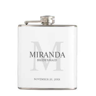 Personalized Bridesmaid's Monogram and Name Flask
