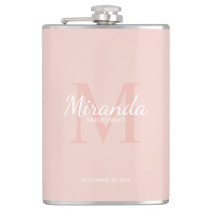 Personalized Bridesmaid's Monogram and Name Flask