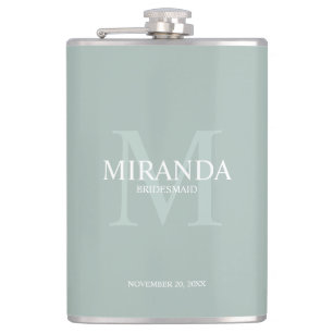Personalized Bridesmaid's Monogram and Name Flask