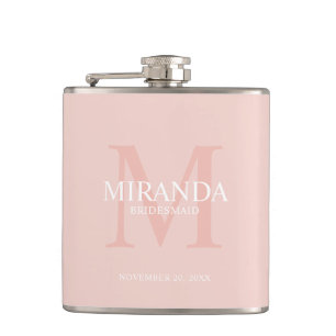 Personalized Bridesmaid's Monogram and Name Flask