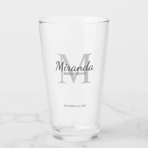 Personalized Bridesmaid's Monogram and Name Glass