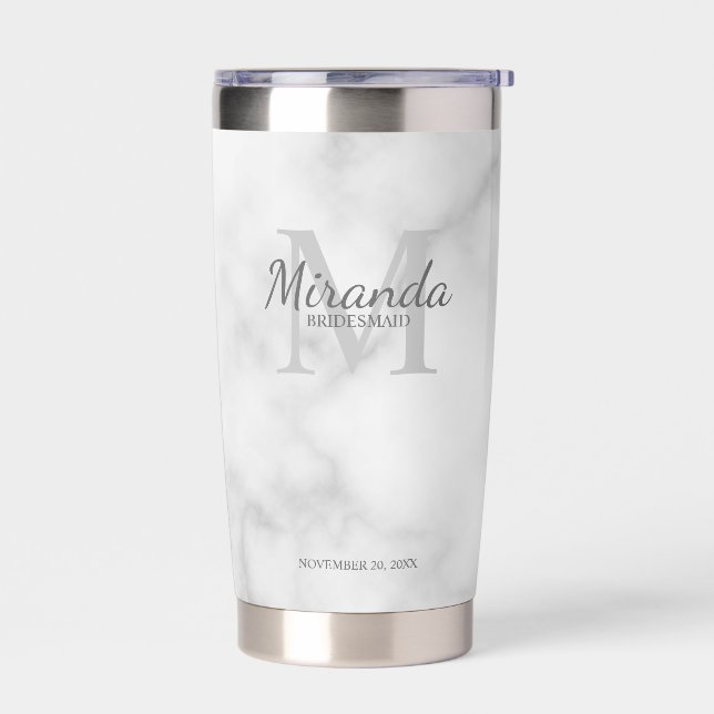 Personalized Bridesmaid's Monogram and Name Insulated Tumbler (Left)