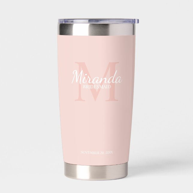 Personalized Bridesmaid's Monogram and Name Insulated Tumbler (Left)