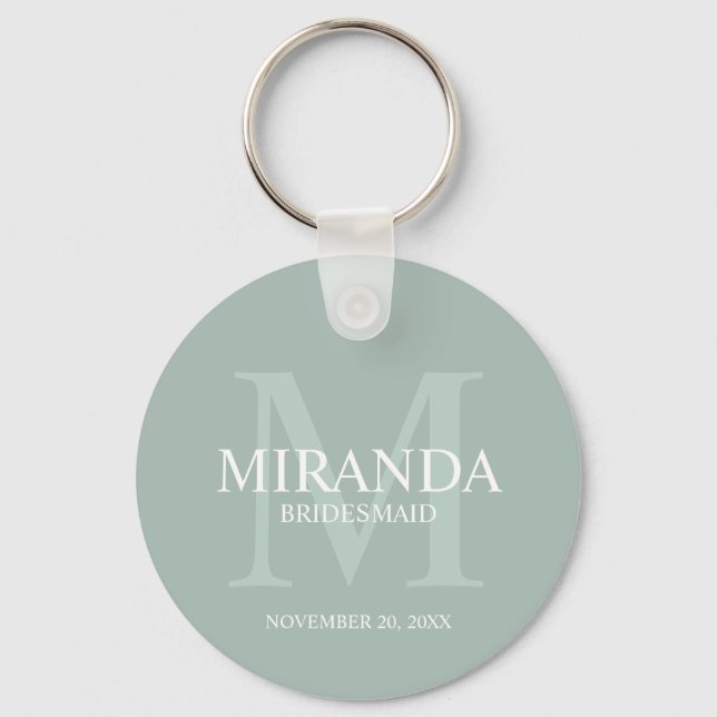 Personalized Bridesmaid's Monogram and Name Keychain (Front)