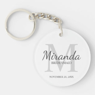 Personalized Bridesmaid's Monogram and Name Keychain