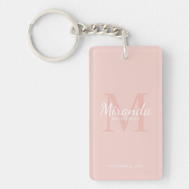Personalized Bridesmaid's Monogram and Name Keychain (Front)