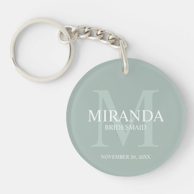 Personalized Bridesmaid's Monogram and Name Keychain (Front)