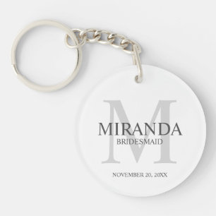 Personalized Bridesmaid's Monogram and Name Keychain