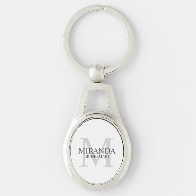 Personalized Bridesmaid's Monogram and Name Keychain (Front)