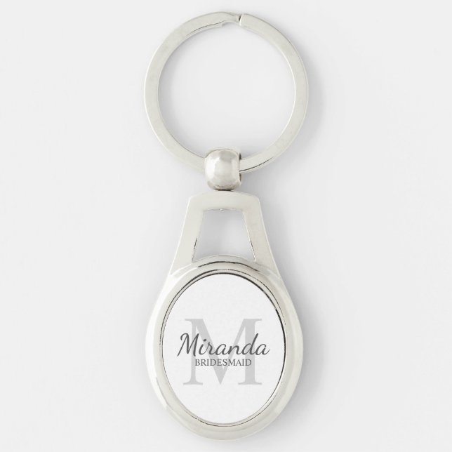 Personalized Bridesmaid's Monogram and Name Keychain (Front)