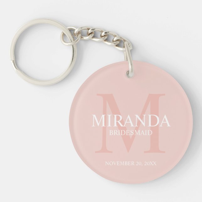 Personalized Bridesmaid's Monogram and Name Keychain (Front)