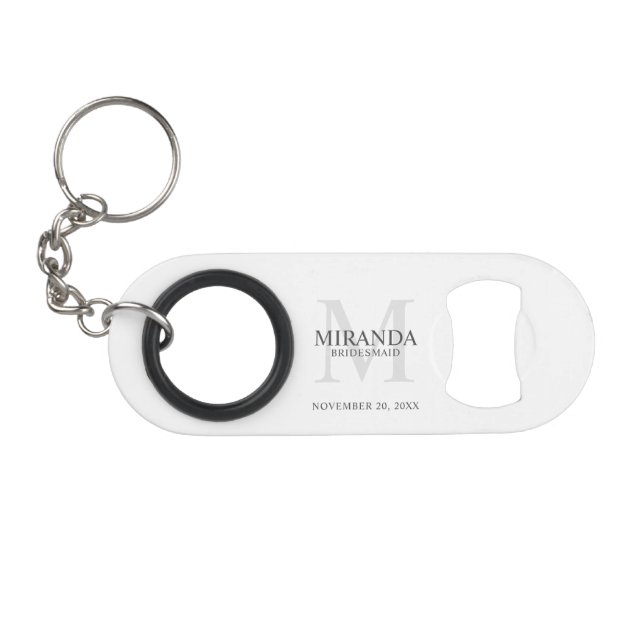 Personalized Bridesmaid's Monogram and Name Keychain Bottle Opener (Front (Horizontal))