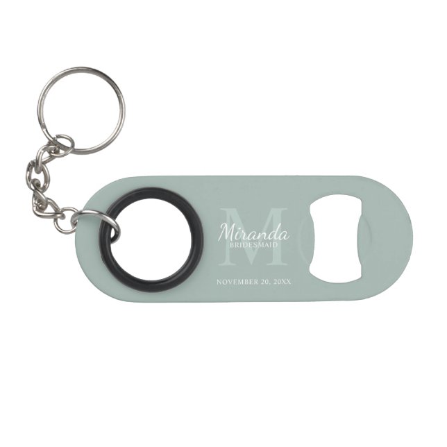 Personalized Bridesmaid's Monogram and Name Keychain Bottle Opener (Front (Horizontal))