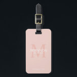 Personalized Bridesmaid's Monogram and Name Luggage Tag<br><div class="desc">Add a personal touch to your wedding with personalized bridesmaid's monogram and name gift. This design features personalized bridesmaid's name with title and wedding date in white and monogram in blush pink as background, in classic serif font style, on blush pink background. Also perfect for maid of honor, mother of...</div>