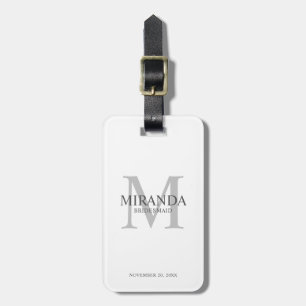 Personalized Bridesmaid's Monogram and Name Luggage Tag