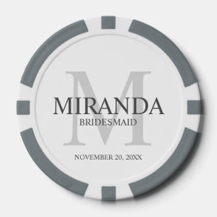 Personalized Bridesmaid's Monogram and Name Poker Chips