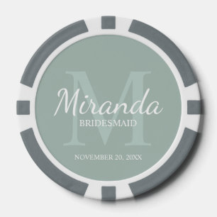 Personalized Bridesmaid's Monogram and Name Poker Chips