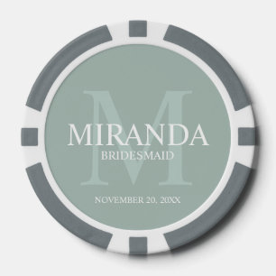 Personalized Bridesmaid's Monogram and Name Poker Chips