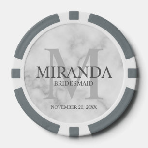Personalized Bridesmaid's Monogram and Name Poker Chips