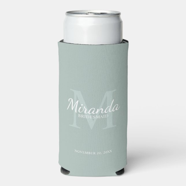 Personalized Bridesmaid's Monogram and Name Seltzer Can Cooler (Seltzer Front)