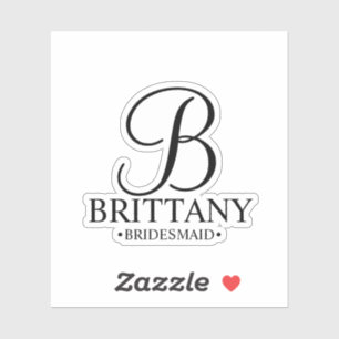 Personalized Bridesmaid's Monogram and Name Sticker