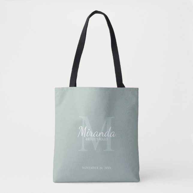 Personalized Bridesmaid's Monogram and Name Tote Bag (Front)