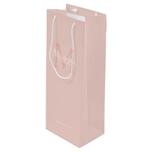 Personalized Bridesmaid's Monogram and Name Wine Gift Bag