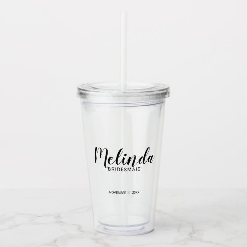 Personalized Bridesmaids Name Acrylic Tumbler