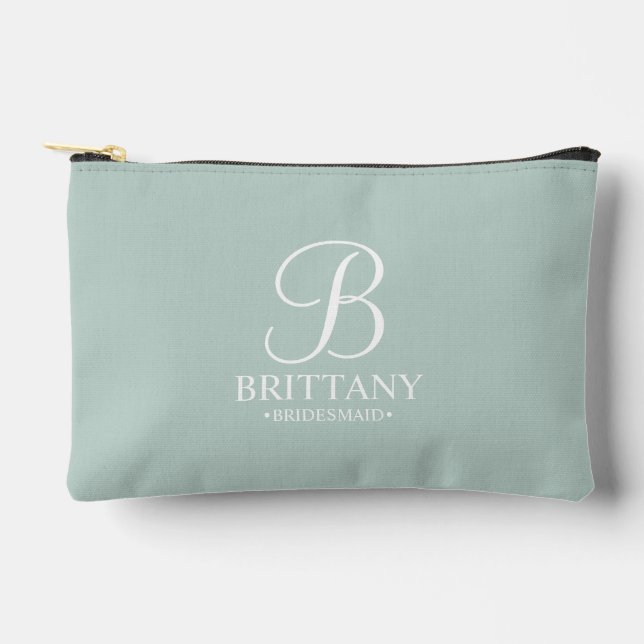 Personalized Bridesmaid's Name and Monogram Accessory Pouch (Front)