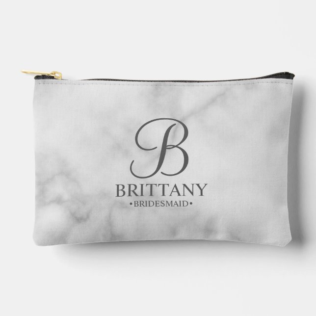 Personalized Bridesmaid's Name and Monogram Accessory Pouch (Front)