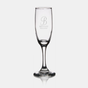 Personalized Bridesmaid's Name and Monogram Champagne Flute