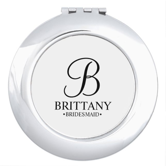 Personalized Bridesmaid's Name and Monogram Compact Mirror (Front)
