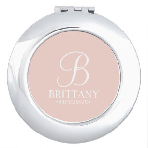 Personalized Bridesmaid's Name and Monogram Compact Mirror