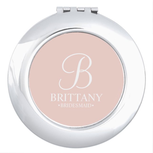 Personalized Bridesmaid's Name and Monogram Compact Mirror (Front)