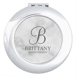 Personalized Bridesmaid's Name and Monogram Compact Mirror