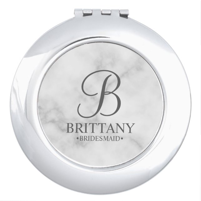 Personalized Bridesmaid's Name and Monogram Compact Mirror (Front)