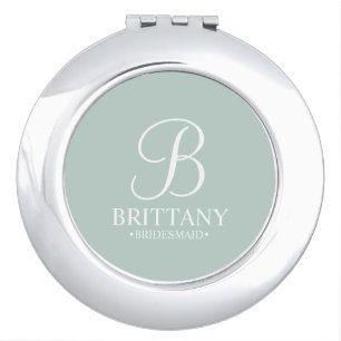 Personalized Bridesmaid's Name and Monogram Compact Mirror