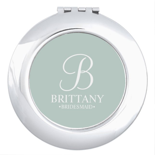 Personalized Bridesmaid's Name and Monogram Compact Mirror (Front)